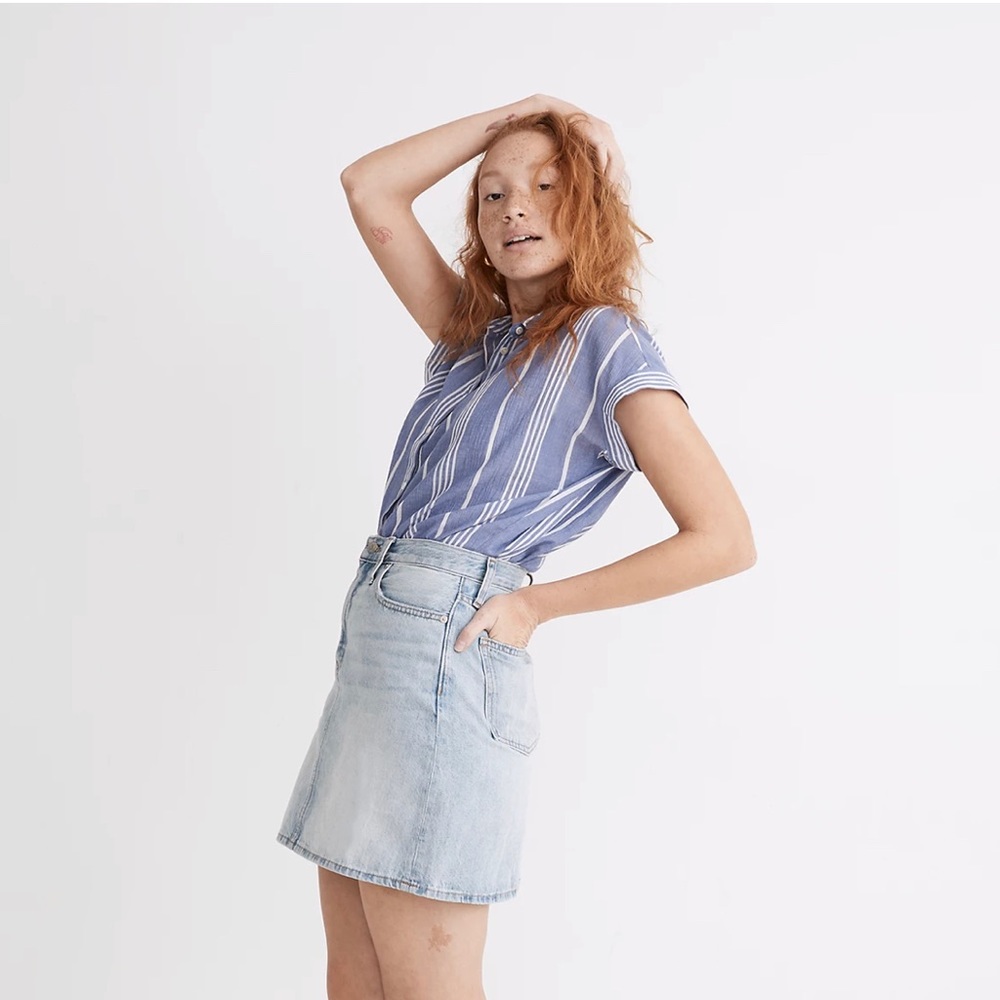 NWT Madewell Rigid Denim High-Waist Straight Mini Skirt Fitzgerald Wash